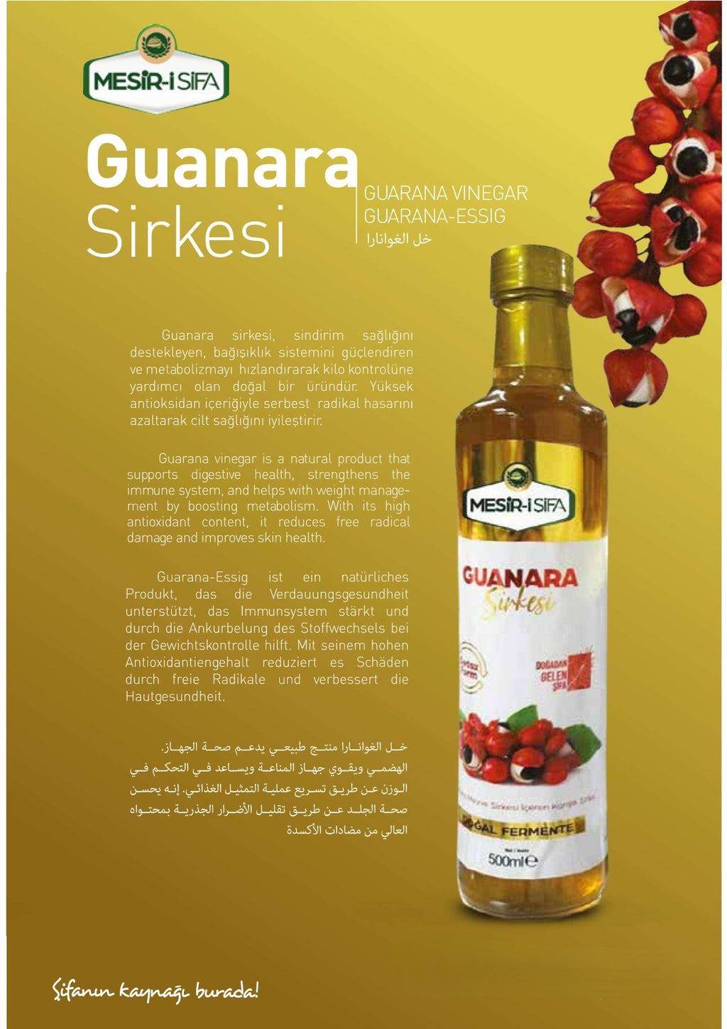 Guanara Sirkesi - Guarana-Fruchtessig – fermentiert